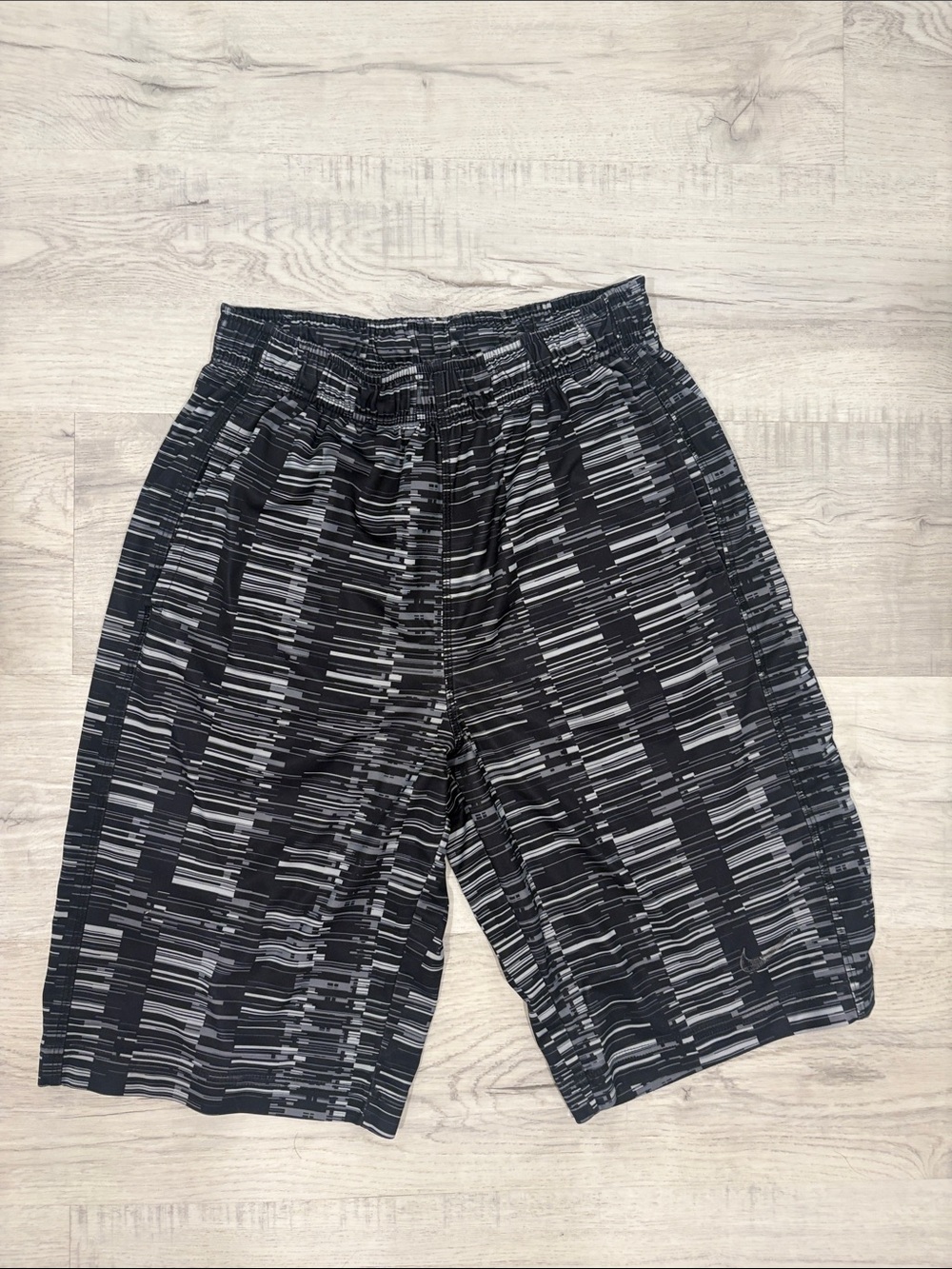 Nike Men's Black & Gray Striped Performance Shorts